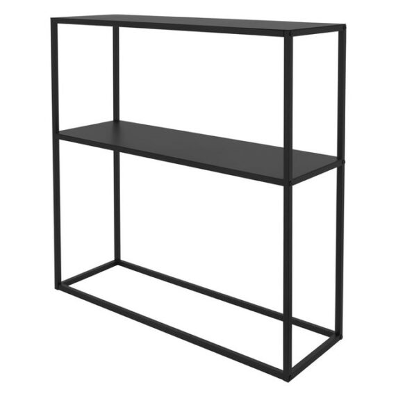 ML-DESIGN Blumenständer Metall Pflanzenständer mit Ablage, Industrielles Wohnzimmermöbel (1 St), Schwarz Deko Konsolentisch Standregal Blumenhocker Beistelltisch