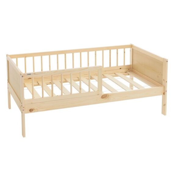 ML-DESIGN Kinderbett Einzelbett für Kinder Jugendbett Massivholz Babybett Kleinkindbett, Beige 70x140cm mit Lattenrost Rausfallschutz aus Kiefernholz