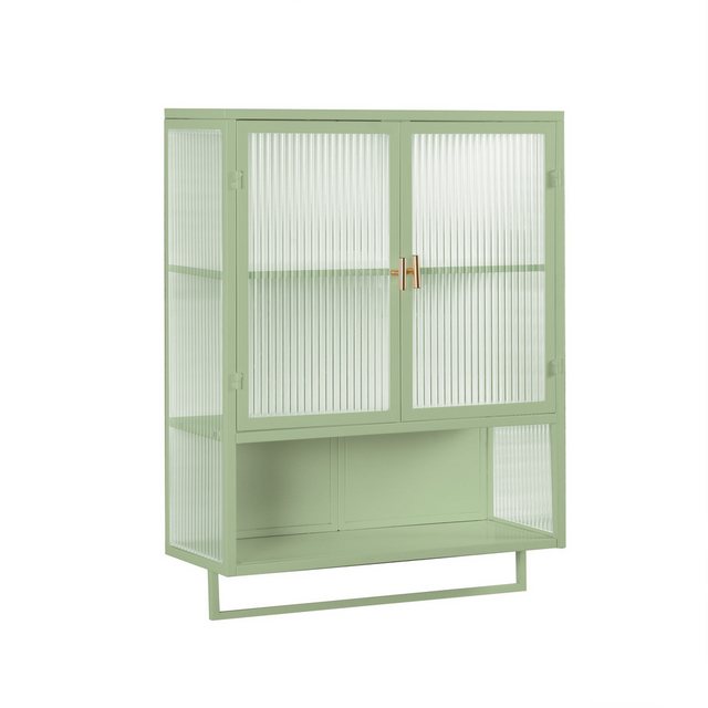 MODFU Hängeschrank 60 cm Wandhängender Schrank mit Glastüren (Wandschrank Stauraumschrank Hängevitrine, Stilvolle Aufbewahrung, Zwei-Tür-Design, Abnehmbares Regal, Perfekt für Wohnzimmer, Badezimmer & Flur)