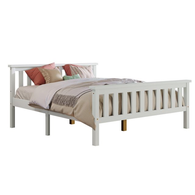 MODFU Holzbett Massivholzbett Doppelbett Einzelbett Holz Bett Kinderbett Jugendbett (mit 2 Schubladen/ohne Schubladen, ohne Matratze), 90× 200cm/140× 200cm