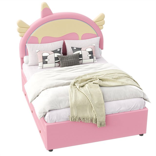 MODFU Kinderbett Einhornform,Funktionsbett,kunstleder (140*200cm), ohne Matratze