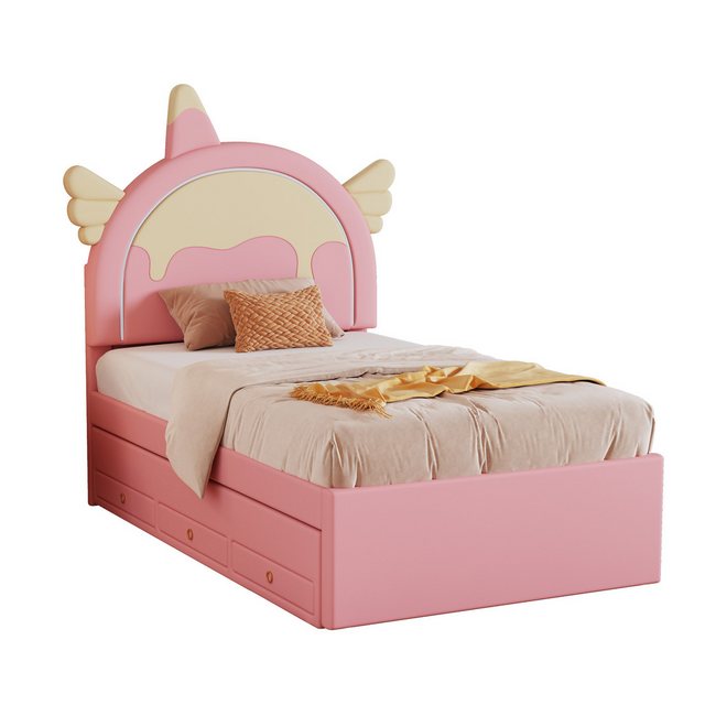 MODFU Kinderbett Einhornform,Funktionsbett,kunstleder (90*200cm), ohne Matratze