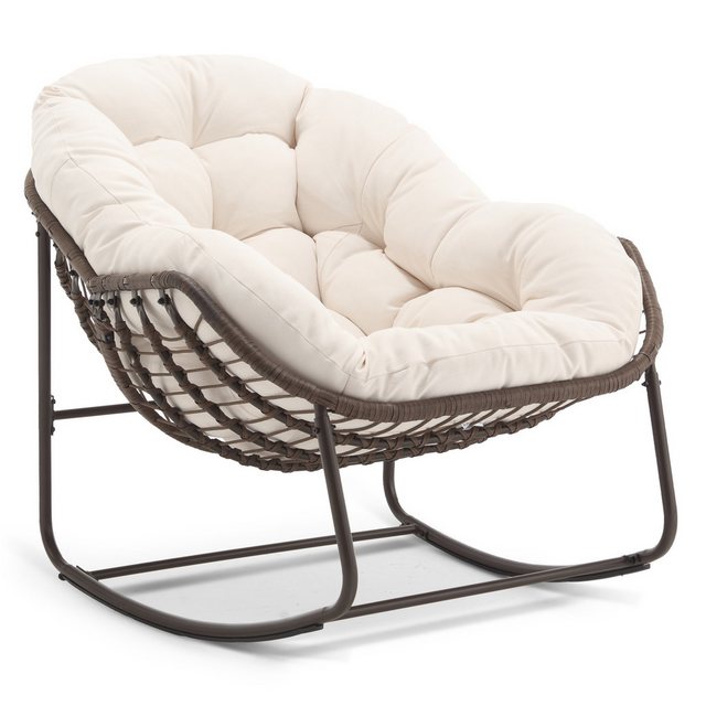 MODFU Sofa Rattan-Schaukelstuhl für Outdoor,Relaxsessel, Großer Outdoor-Rattan-Schaukelstuhl mit ergonomischem Design – Wetterfest, gepolstert, ideal für Garten und Wohnzimmer