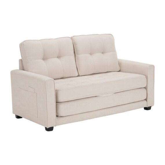 MODFU Sofa Schlafsofa für 2 Personen, Sofa mit Schlaffunktion, Polstermöbel, Schlafsofa, Wohnzimmersofa, Sofa mit Taschen an der Seite, Polstersofa, Sofa mit Schlaffunktion