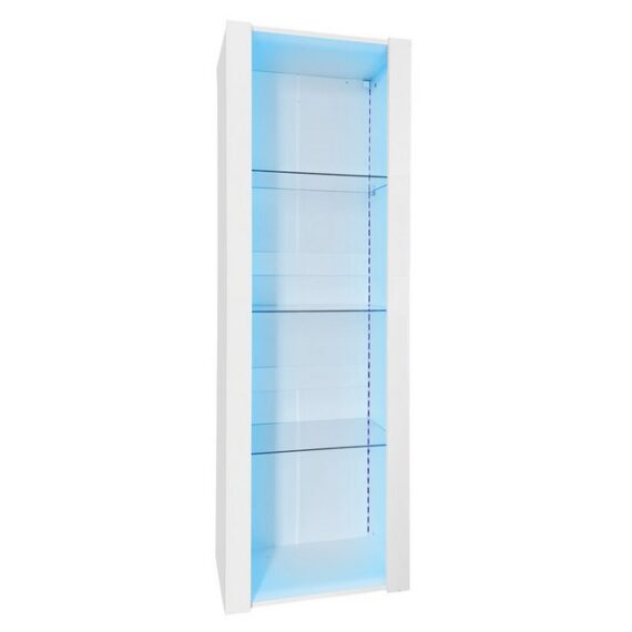 MODFU Vitrine Standvitrine Glasvitrine (4 Fächern, 3 Glasfächer) APP Steurung mit LED-Beleuchtung, 55*38*166cm