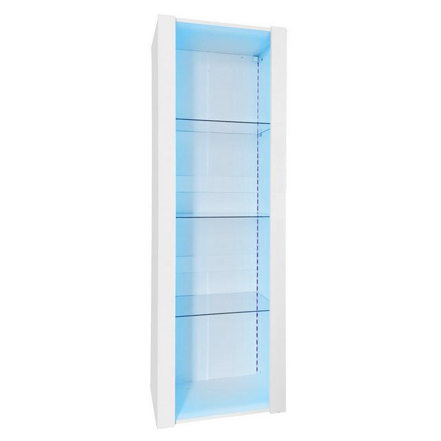 MODFU Vitrine Standvitrine Glasvitrine (4 Fächern, 3 Glasfächer) APP Steurung mit LED-Beleuchtung, 55*38*166cm