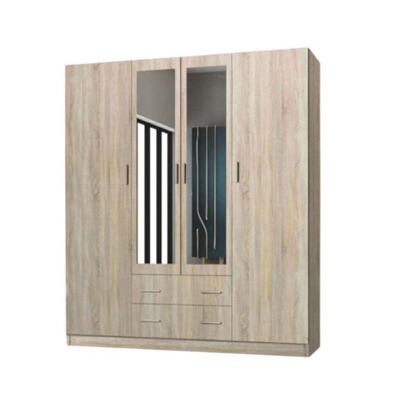 MOEBLO Drehtürenschrank PAMELA (Garderobe mit Einlegeböden und Kleiderstange, Kleiderschrank mit Spiegel und Schubladen) - (BxHxT): 171x198x59 cm