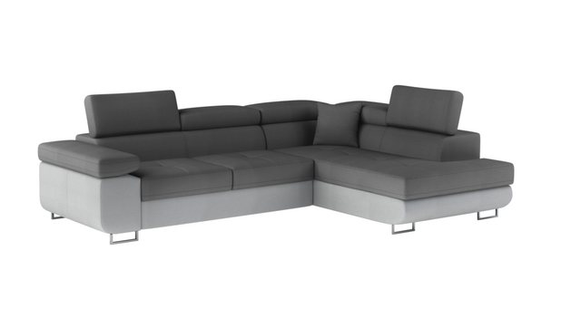 MOEBLO Ecksofa ALESIO, Couch L-Form Polstergarnitur Wohnlandschaft Polstersofa mit Ottomane Couchgranitur, Verstellbaren Kopfstützen, mit Schlaffunktion und Bettkasten