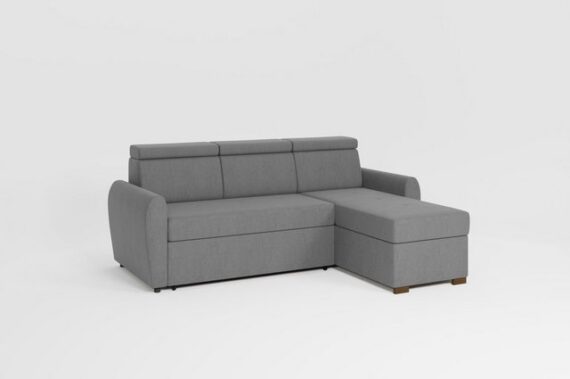 MOEBLO Ecksofa CANBERRA I, Couch für Wohnzimmer, Schlafsofa Sofagarnitur Sofa Eckcouch L-Form Wohnlandschaft, Verstellbaren Kopfstützen - (BxHxT): 220x87x164 cm, mit Schlaffunktion und Bettkasten