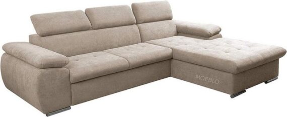 MOEBLO Ecksofa NILUX, Sofa Couch L-Form Polsterecke für Wohnzimmer, Schlafsofa Sofagarnitur Wohnlandschaft, mit Bettkasten und Schlaffunktion