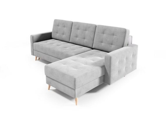 MOEBLO Ecksofa SKIEN I, Couch für Wohnzimmer, Schlafsofa Sofagarnitur Sofa Eckcouch L-Form Wohnlandschaft mit 3 Rückenkissen - (BxHxT): 235x99x139 cm, mit Schlaffunktion und Bettkasten