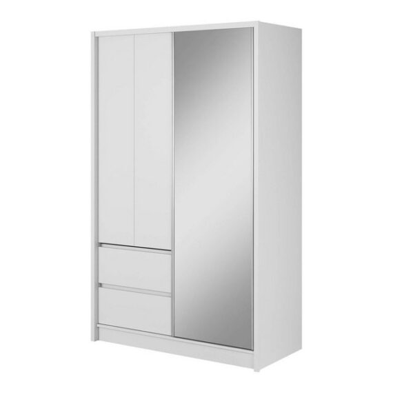 MOEBLO Kleiderschrank LUCY (Wohnzimmerschrank Schrank Gaderobe, mit Spiegel und Schubladen Schwebetürenschrank mit Einlegeböden) (BxHxT): 200/180/150/130x62x214 cm