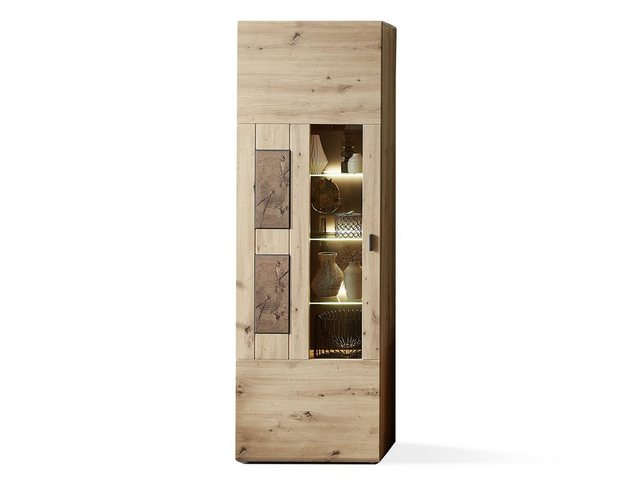 Moebel-Eins Vitrine MANCHEGO Vitrine II, Material MDF, Artisan eichefarbig