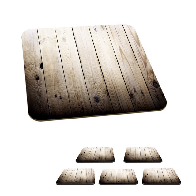 MuchoWow Glasuntersetzer Regal – Baum – Holz – Ländlich, Zubehör für Gläser, 6-tlg., Tassenuntersetzer Kork, Quadrat, Untersetzer Set Gläser, 10×10 cm