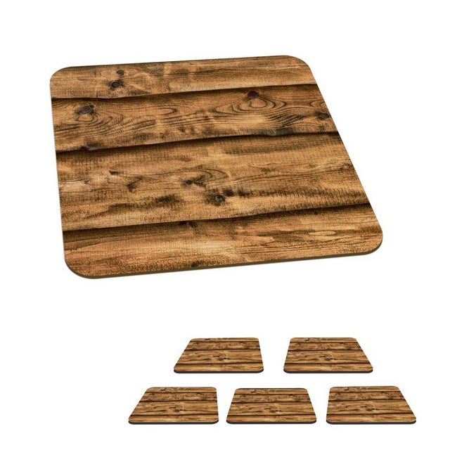 MuchoWow Glasuntersetzer Regale – Rustikal – Holz, Zubehör für Gläser, 6-tlg., Tassenuntersetzer Kork, Quadrat, Untersetzer Set Gläser, 10×10 cm