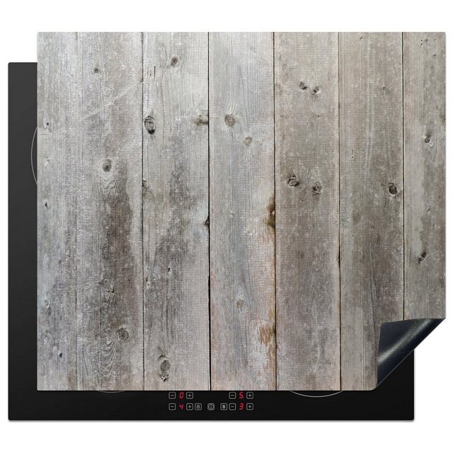 MuchoWow Herd-Abdeckplatte Regale – Grau – Holz, Vinyl, (1 tlg), Ceranfeldabdeckung Küche, Herdabdeckplatte Einteilig, 60×52 cm