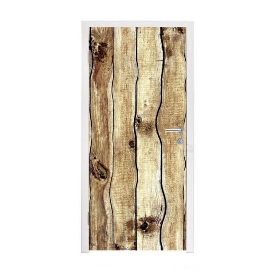 MuchoWow Türtapete Abstrakt - Regal - Holz, Matt, bedruckt, (1 St), Selbstklebende Tapete, Folie für Möbel, 75x205 cm