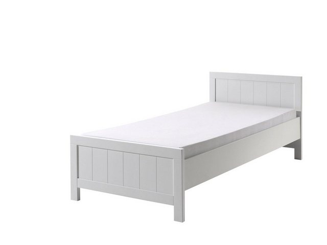 Natur24 Einzelbett Bett Einzelbett Erik 90x200cm MDF und Kiefer Weiß