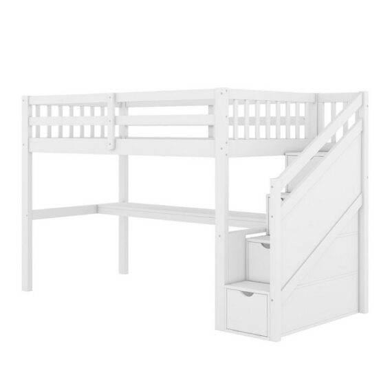 Odikalo Kinderbett Hochbett Stauraum Treppen Schubladen Unter Schreibtisch Weiß 90x200cm