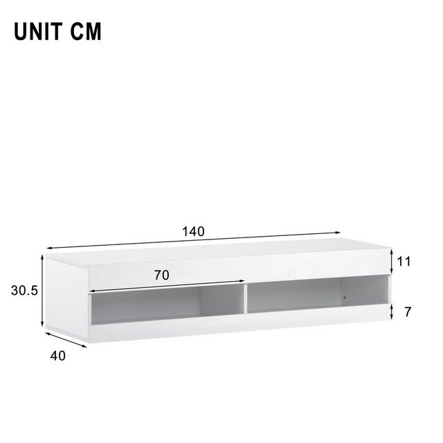 Odikalo TV-Schrank TV-Lowboard Sideboard Stauraum 140x40x30.5cm Weiß/Grau