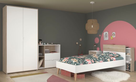 Parisot Jugendzimmer-Set "Aalborg 2", (Set, 4 tlg.), ausziehbares Regal am Bett, viel Stauraum, tolle Optik