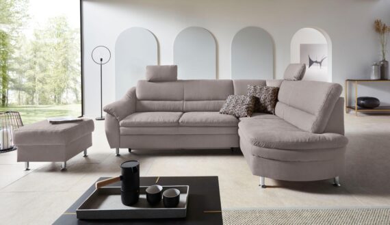 Places of Style Ecksofa "Cardoso L-Form", Federkern, wahlweise mit Bett, Schubkasten