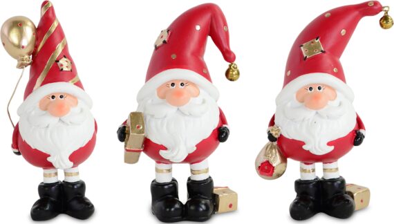 RIFFELMACHER & WEINBERGER Weihnachtsmann "Wichtel, Weihnachtsdeko rot", Deko-Figur, 3 Motive, aus Polyresin, Höhe 9 cm