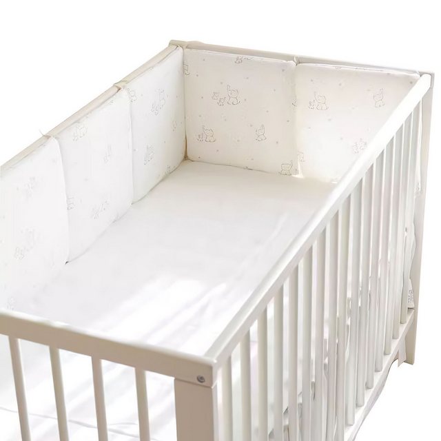 Refined Living Babybett Bettumrandung Umrandungen 6St 30*30cm mit Riemen 60×120 cm Kinderbett, 6-tlg., Babybettstoßstange für Baby Rausfallschutz Reine Baumwolle