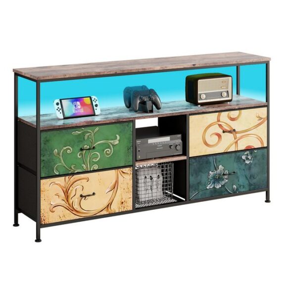 Romance TV-Schrank Lowboard TV-Ständer Einlegeböden Fernsehtisch Breite 108/137 cm (1 tlg. 108x29.8x76.8 cm(BXTXH)