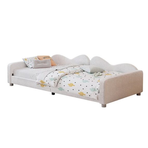 Rutaqian Kinderbett Kinderbett Polsterbett 90x200cm, Schlafsofa Bettgestell weiches Bett (1-tlg), mit Rückenlehne und Armlehnen Jugendbett Gästebett rosa