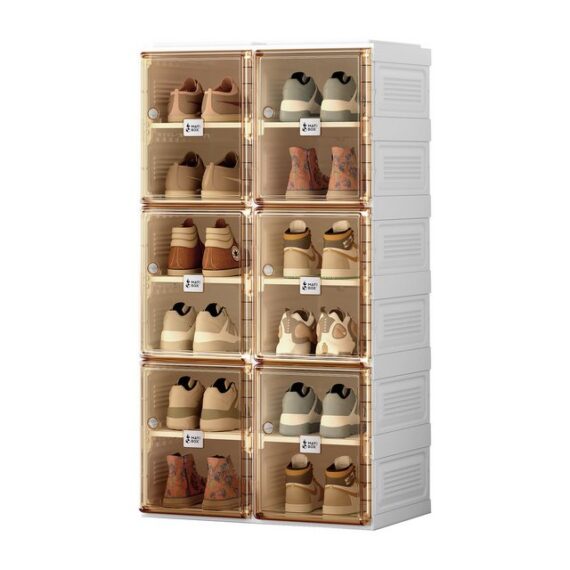 Rutaqian Schuhschrank Tragbarer Schuhschrank für das Wohnzimmer - Stapelbarer (1-St) Aufbewahrungsschrank mit Türen und Regalen, 53 × 34 × 99 cm