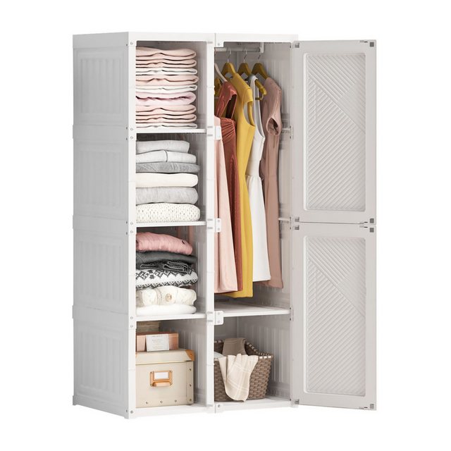 SEEZSSA Drehtürenschrank Kleiderschrank 6 Türen, 8 Fächer, 1 Aufhängung, Kleiderschrank für das Schlafzimmer Wohnzimmer Diele 136x69x50cm