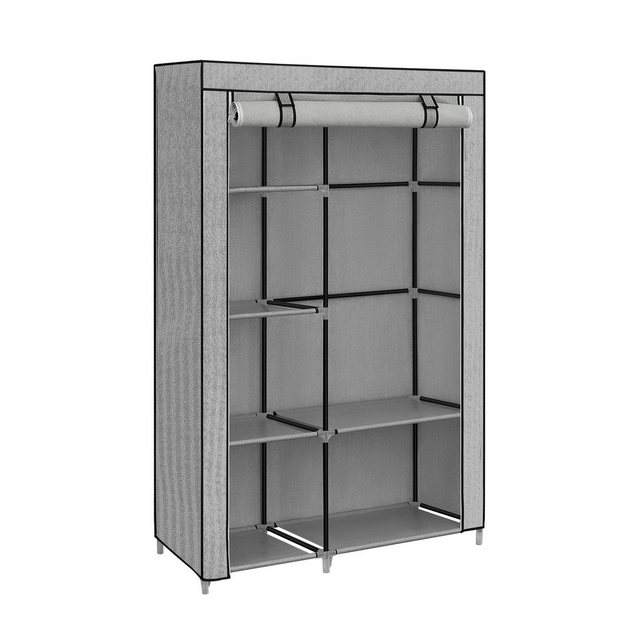 SONGMICS Stoffschrank Kleiderschrank Garderobe, mit 1 Kleiderstange, 6 Ablagen, Vliesstoff