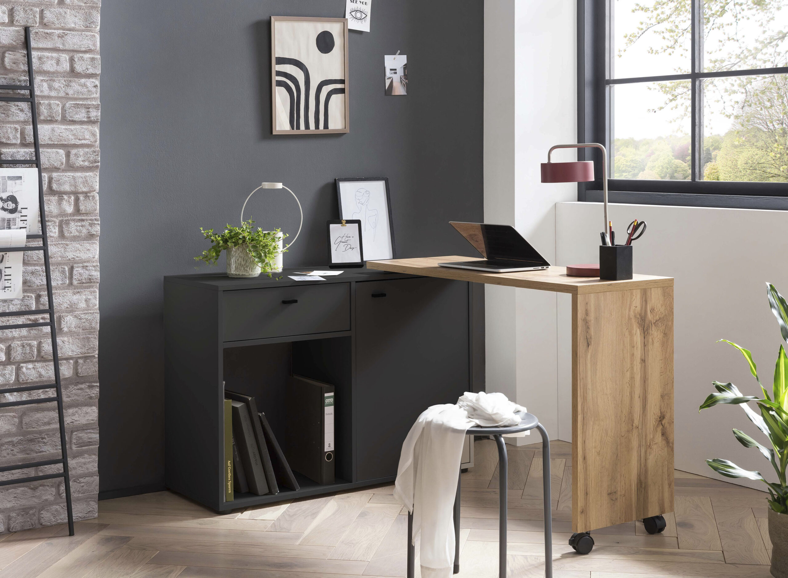 Schildmeyer Schreibtisch „Tiny Working“, praktisch im Home Office, Sideboard mit flexibler Arbeitsplatte