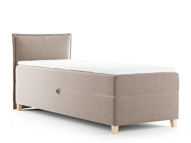 Sofnet Boxbett Fren Mini (mit Bettkasten, Bonell-Matratze und Topper), Einzelbett, Polsterbett mit Kopfteil, Boxspringbett, Jugendbett