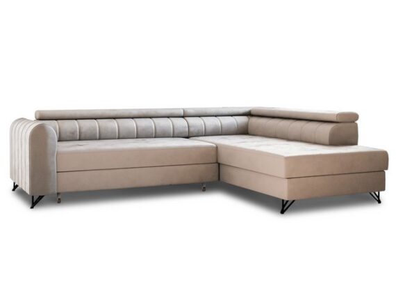 Sofnet Ecksofa Alice, mit Schlaffunktion und Bettkasten, Wohnlandschaft mit einstellbare Kopfstützen, Schlafsofa, L-form Couch