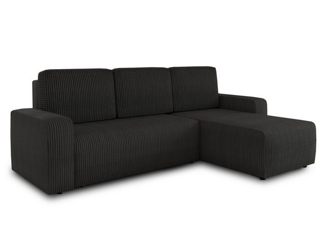 Sofnet Ecksofa Roma L, mit Schlaffunktion und Bettkasten, L-Form Couch, Cord Stoff, Schlafsofa mit Wellenfeder