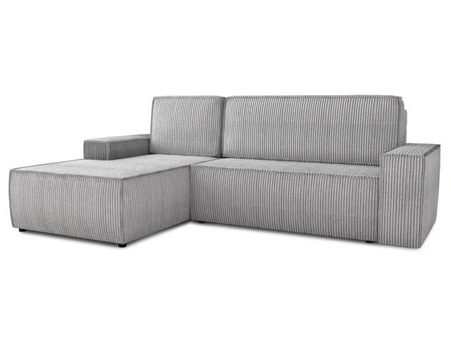 Sofnet Ecksofa Totti L, mit Schlaffunktion und Bettkasten, L-Form Couch, Cord Stoff, Schlafsofa mit Wellenfeder