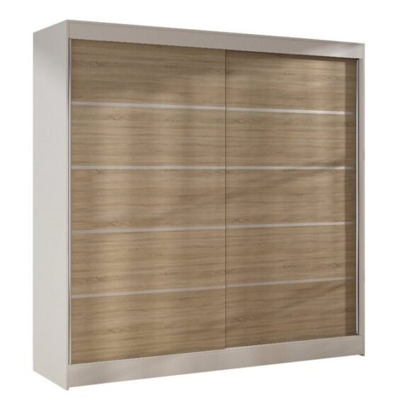 Sofnet Kleiderschrank Basti IV (mit Schiebetüren und Kleiderstange) Schwebetürenschrank mit 2 Türen, Schiebetürenschrank - 200x215x58 cm