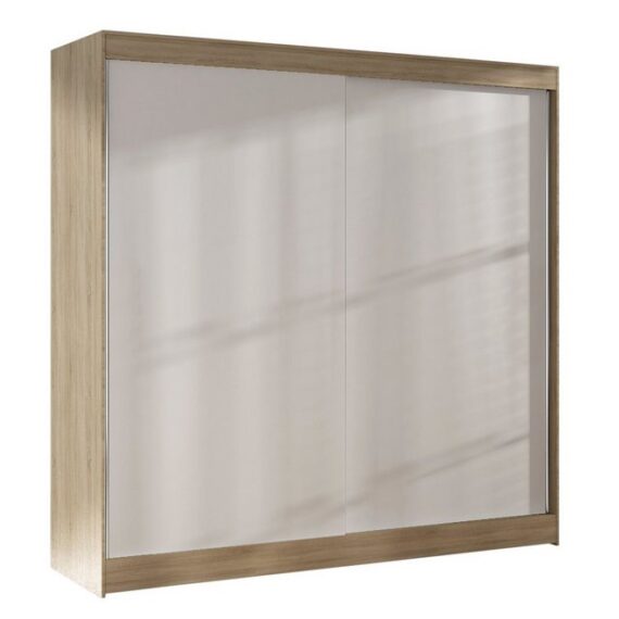 Sofnet Kleiderschrank Basti X (mit Schiebetüren und Kleiderstange) Schwebetürenschrank mit 2 Türen, Schiebetürenschrank - 200x215x58 cm