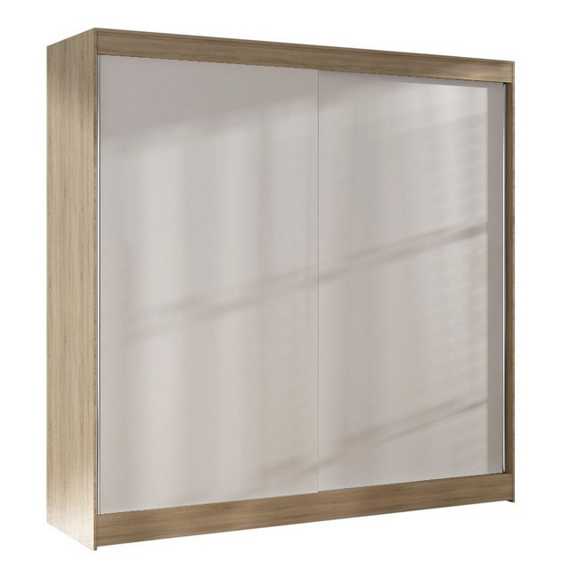 Sofnet Kleiderschrank Basti X (mit Schiebetüren und Kleiderstange) Schwebetürenschrank mit 2 Türen, Schiebetürenschrank – 200x215x58 cm