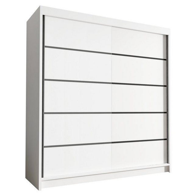 Sofnet Kleiderschrank Harry IV (mit Schiebetüren und Kleiderstange) Schwebetürenschrank mit 2 Türen, Schiebetürenschrank – 180x215x58 cm