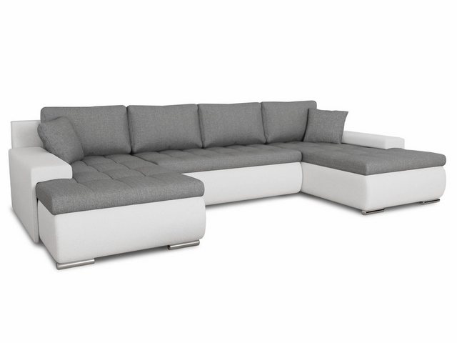 Sofnet Wohnlandschaft Faris U, mit Schlaffunktion und Bettkasten, Ecksofa, U-Form Couch, Schlafsofa mit Wellenfeder