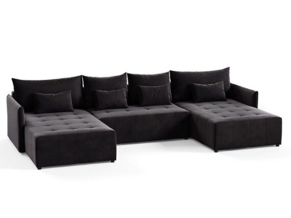 Sofnet Wohnlandschaft Leno U, mit Schlaffunktion und Bettkasten, Ecksofa, U-Form Couch, Schlafsofa mit Wellenfeder