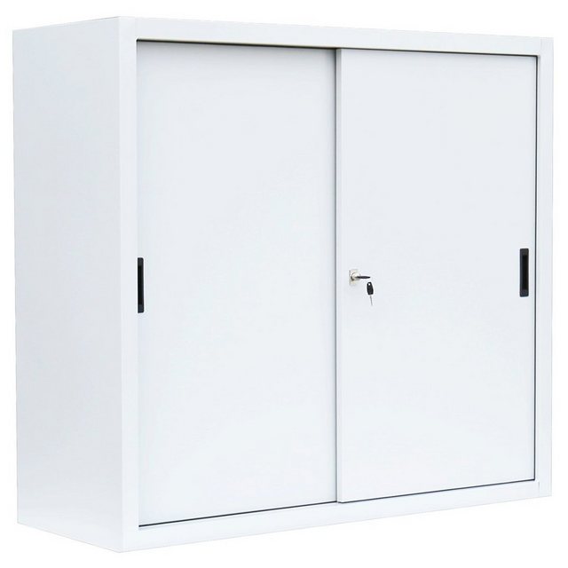 Steelboxx Schiebetürenschrank Lüllmann® Schiebetürenschrank, 3 OH, 1090 x 1200 x 450 mm (1-St) Komplett verschweißt und montiert – keine Montage erforderlich