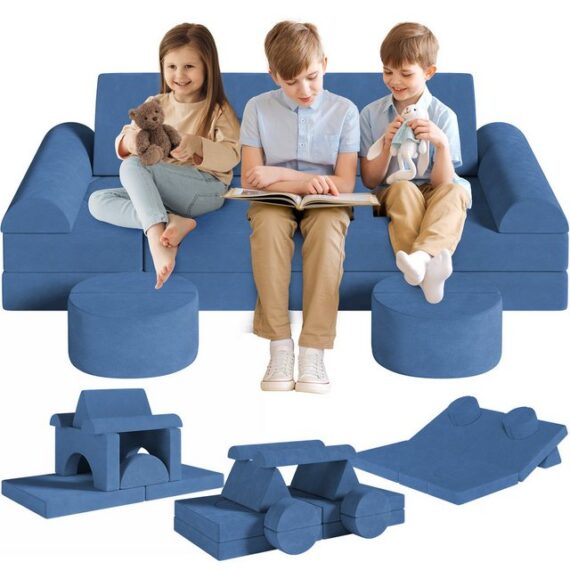 TLGREEN Kindersofa Modulare Kinderspielcouch, Spielsofa für Kinder & Kindersessel, 14-Teilige Modulare