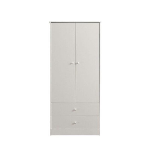 TavilaEcon Kleiderschrank Schlafzimmerschrank Flurgarderobe mit Stange und 2 Schubladen Weiß, 80*40*175cm