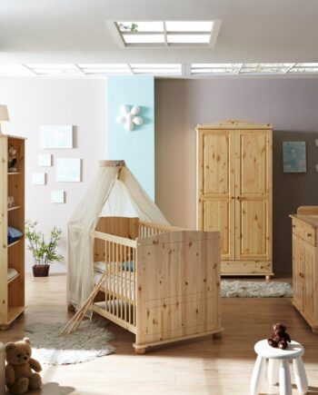 Ticaa Babyzimmer-Komplettset „Adam“, (Set, 5 St., Bett + Wickelkommode + Schrank + Unterstellregal + Standregal)