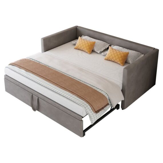 Ulife Bett Schlafsofa Polsterbett Ausziehbares Multifunktionsbett, mit Lattenrosten,90/180*200 cm