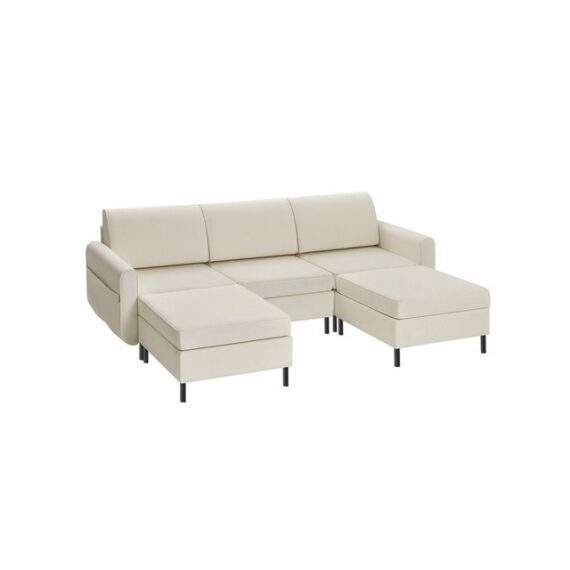 VASAGLE Ecksofa, 5 Teile, Modulares Sofa, 5-Sitzer, Schlafsofa, U-förmiger Couch mit Armlehnen